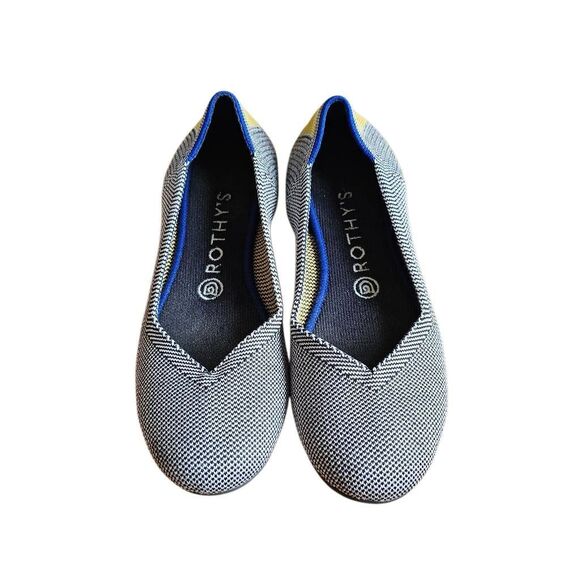 Rothys womens Sz 8 Retired shale Ribbon striped round toe flats - Picture 4 of 7